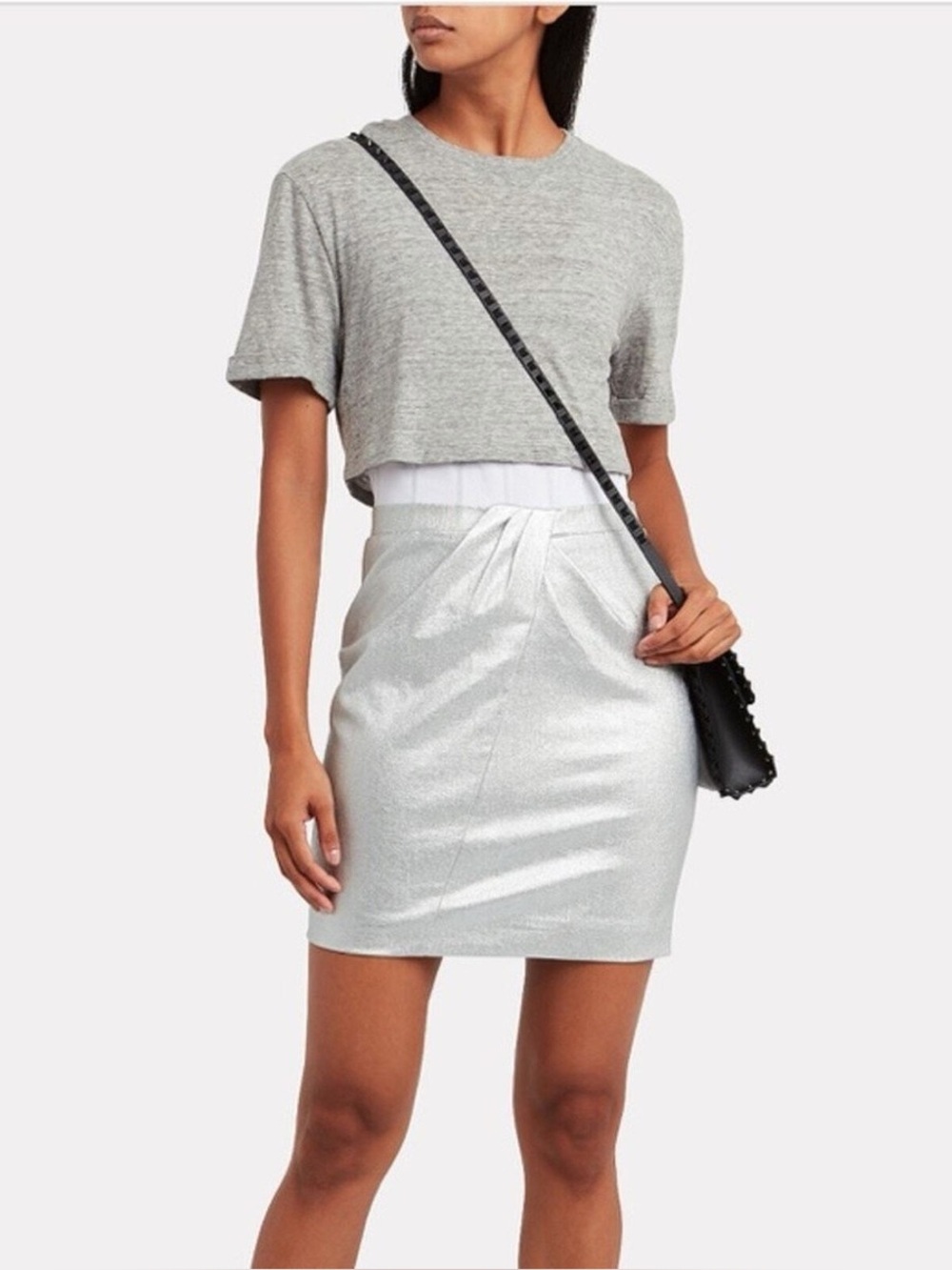 RtA Naomi Sound Silver Metallic Corset Mini Dress Small $495
